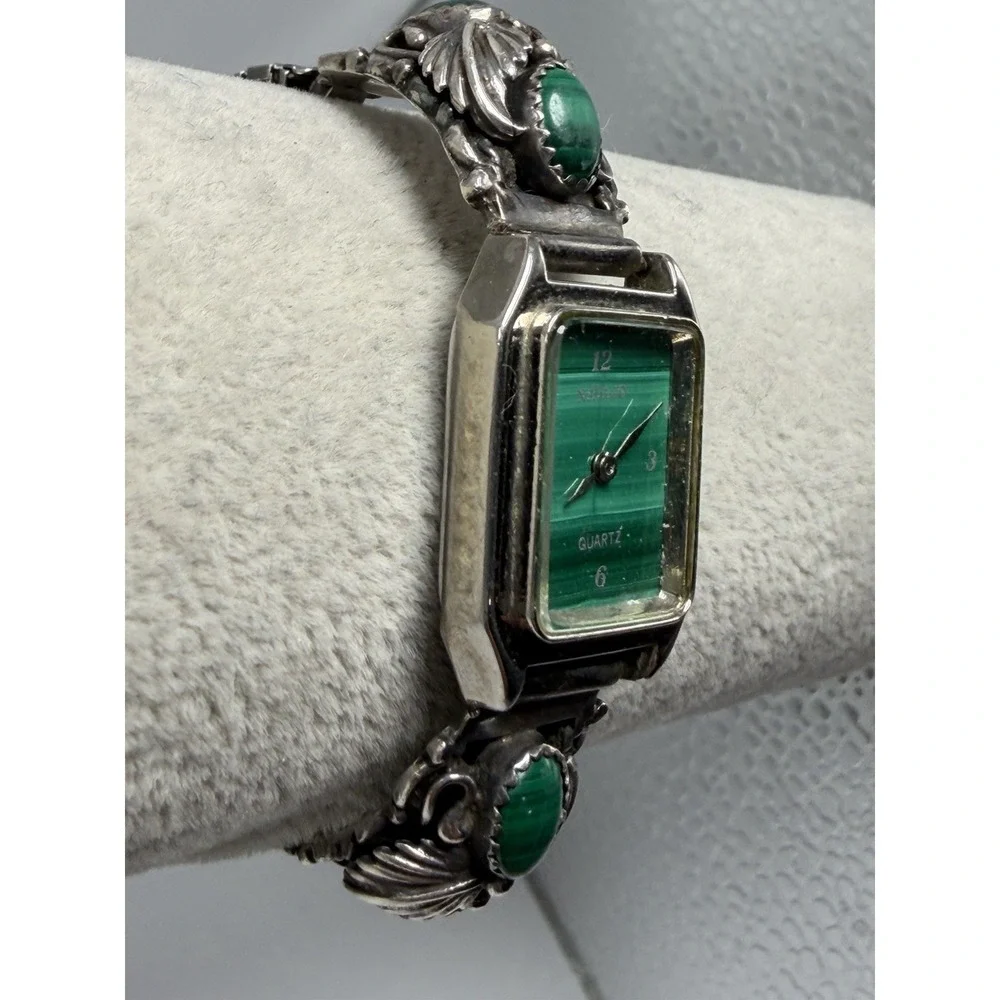 Navajo Malachite New Battery Sterling Silver 925 Watch Tips‎ 20MM 6